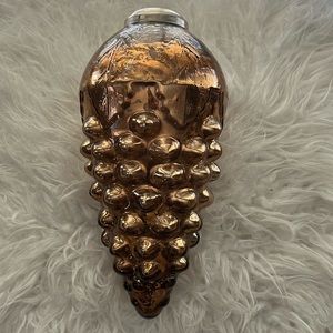 Large bronze mercury glass pinecone ornament, with silver hanger